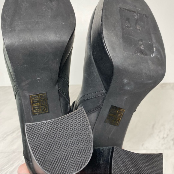 Jeffrey Campbell Amuse Black Leather Square Toe Heeled Platform Boot 7 - Picture 13 of 15